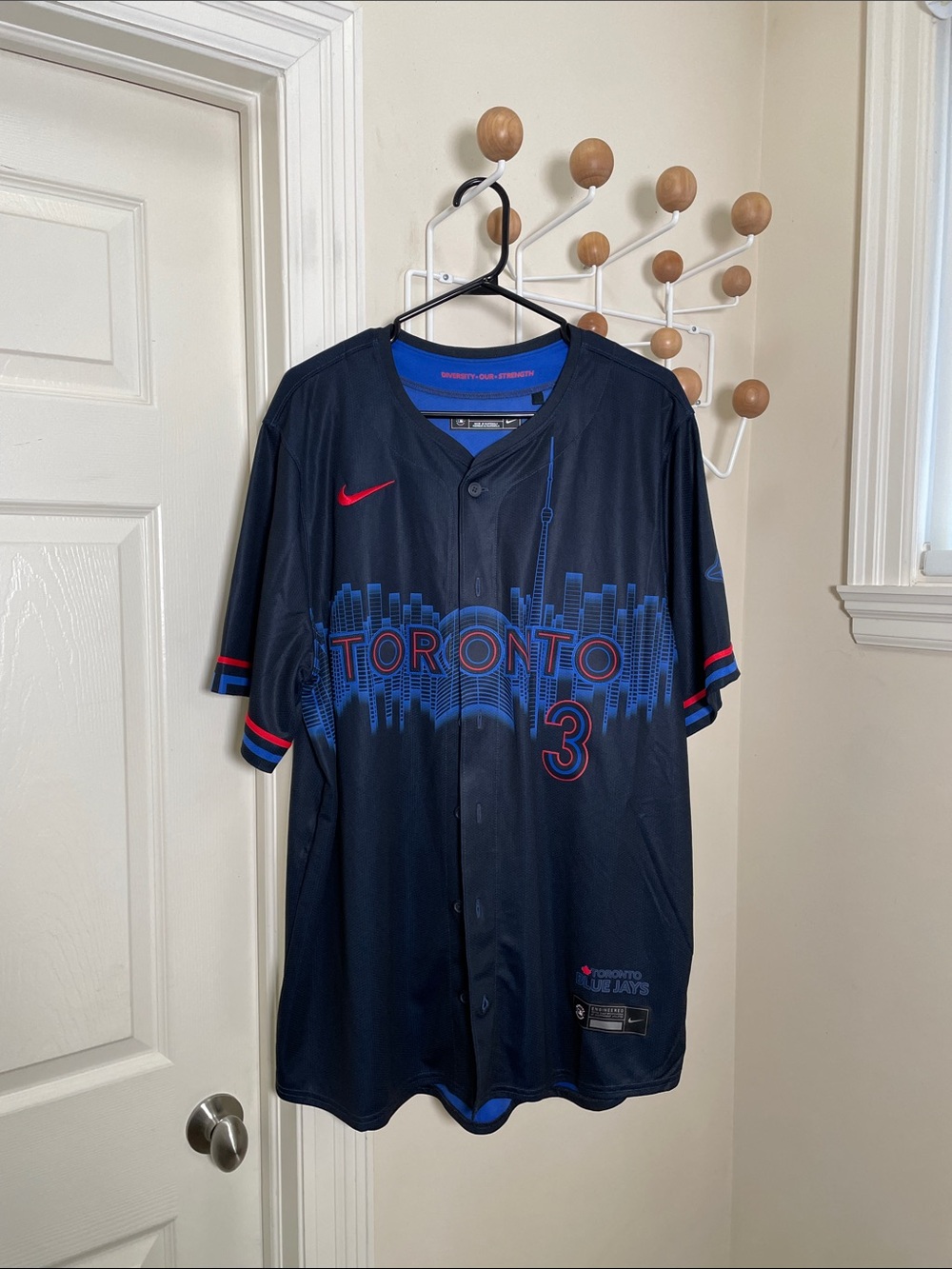 Nike Toronto Blue Jays #3 Bradley Jones MLB Navy Red - XL